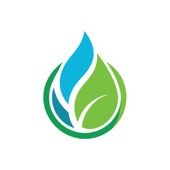 Leaf and Water Drop Eco Green Nature Symbol
