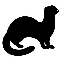ferret vector silhouette icon - , ideal for wildlife, safari, and animal-themed illustrations.