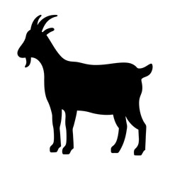 goat vector silhouette icon - , ideal for wildlife, safari, and animal-themed illustrations.