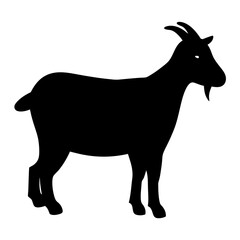 goat vector silhouette icon - , ideal for wildlife, safari, and animal-themed illustrations.