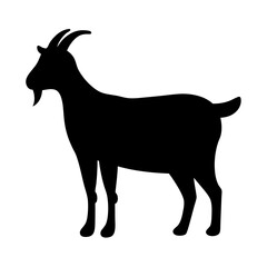 goat vector silhouette icon - , ideal for wildlife, safari, and animal-themed illustrations.