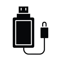 Minimal Battery USB Connection Vector Icon