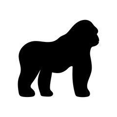 gorilla vector silhouette icon - , ideal for wildlife, safari, and animal-themed illustrations.