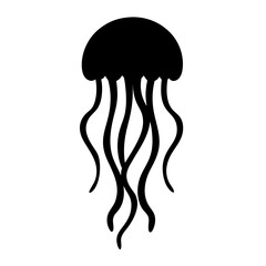jellyfish vector silhouette icon - , ideal for wildlife, safari, and animal-themed illustrations.
