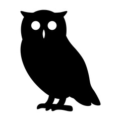 owl vector silhouette icon - , ideal for wildlife, safari, and animal-themed illustrations.