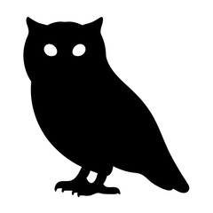 owl vector silhouette icon - , ideal for wildlife, safari, and animal-themed illustrations.