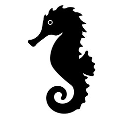 seahorse vector silhouette icon - , ideal for wildlife, safari, and animal-themed illustrations.