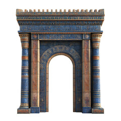 3D Rendered Babylonian Ishtar Gate Stone Arch Isolated on Transparent Background