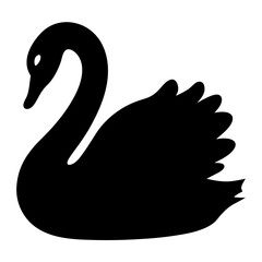 swan vector silhouette icon - , ideal for wildlife, safari, and animal-themed illustrations.