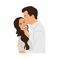 Couple Portrait Man Kissing Woman's Cheek