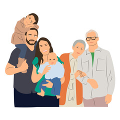 Multigenerational Family Portrait Illustration
