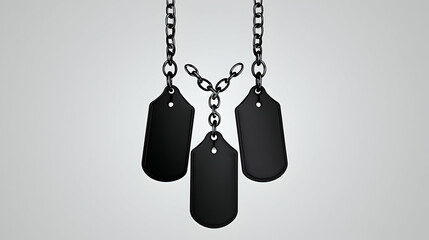 Black Metal Dog Tags Necklace On Gray Background