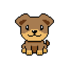 Pixel art cute dog vector in retro style