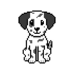 Pixel art cute dalmatian dog vector in retro style
