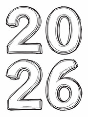 year 2026 golden symbol simple line art.eps