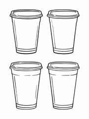 Yellow plastic cups simple and modern line art.eps