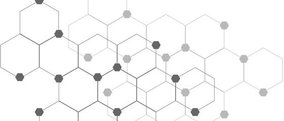 Fototapeta premium Abstract Vector internet cyber connection concept in white background. Geometric white and gray banner design with hexagons. Modern technology design. Vector illustration.