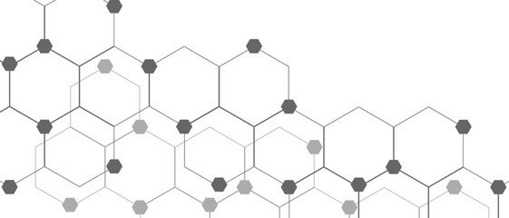 Abstract Vector internet cyber connection concept in white background. Geometric white and gray banner design with hexagons. Modern technology design. Vector illustration.