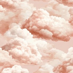 Soft pink and peach clouds, seamless pattern