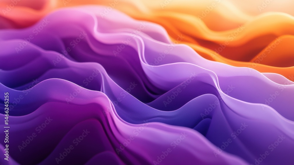 Poster ultra-realistic close-up of a blurred gradient background blending purple and orange hues, with a sm