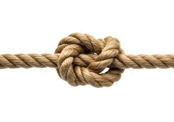 Closeup of a knotted rope isolated on white background