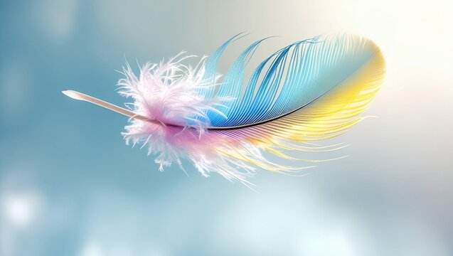 A light, colorful feather blown by the wind