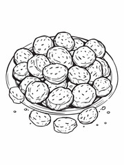 Roasted Potatoes line art minimal baked side dish.eps