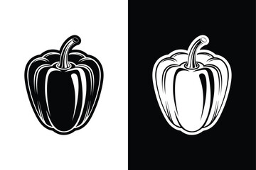 Modern Bell Pepper Icon. Flat Silhouette for UI and Print Projects