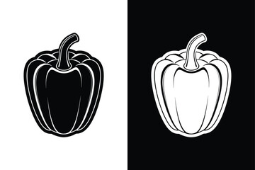 Bell Pepper Icon Illustration. Solid Vegetable Silhouette Design