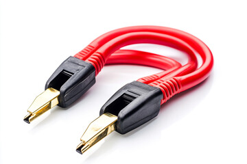 Fototapeta premium Jump cables with car battery clippers, isolated on a white background, studio shot