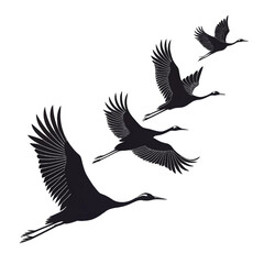 set of silhouettes of birds