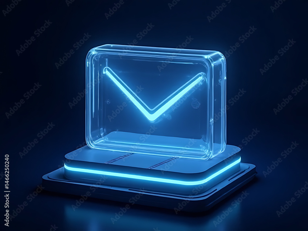 Aufkleber digital mailbox icon display virtual environment 3d render futuristic design night scene