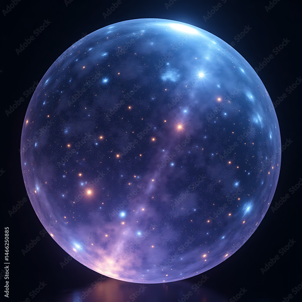 Poster cosmic sphere displaying celestial wonders space digital art dark environment close-up view