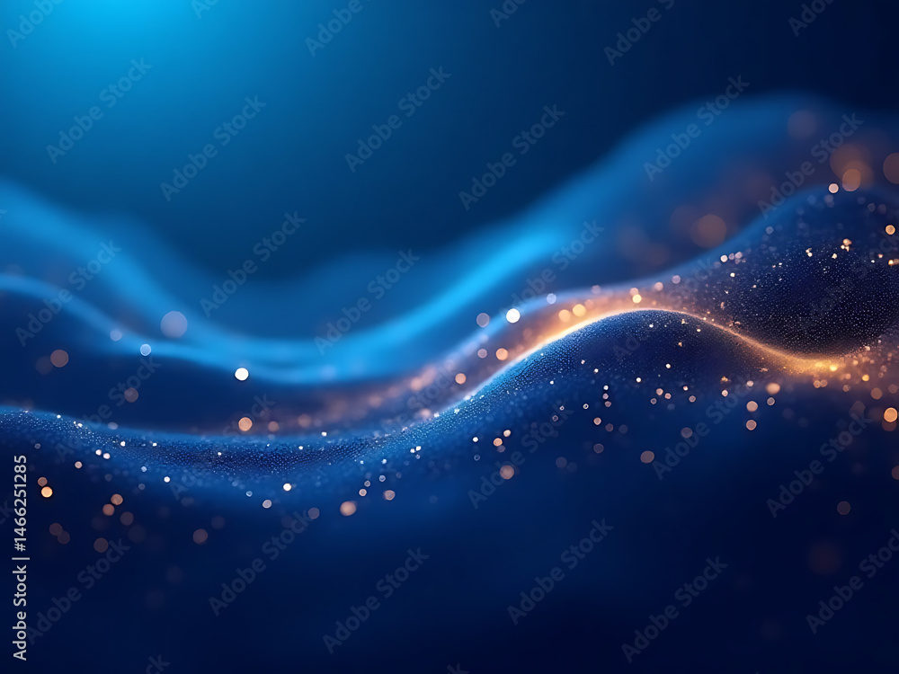 Poster dynamic blue waves of light abstract art digital rendering cosmic vibes close-up serenity