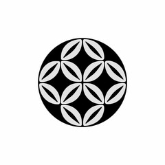 Minimalist Floral Circle Design – Black and White Geometric Vector