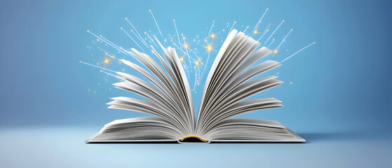 Open Book With Sparkling Light Effects