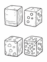 Set of sugar cubes line art modern graphic.eps