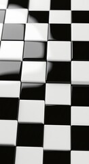 Fototapeta premium Reflective Black & White Checkerboard: Glossy 3D Render
