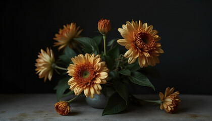 Colorful floral arrangement in a decorative pink and white flowers showcasing beauty and elegance