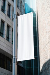 Blank white banner mockup cityscape