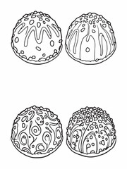 Sweets laddu line art minimalist drawing simple design.eps