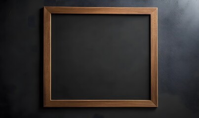Wooden Frame on Dark Canvas: A classic wooden frame, elegantly composed against a dark canvas, offering a perfect, empty space for your message, art, or memories.