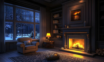Cozy night fireplace interior room calm peaceful home decor