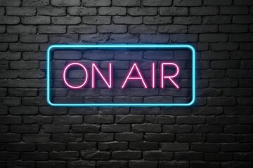 Neon ON AIR Sign on Brick Wall – Studio Background for Podcast or Stream