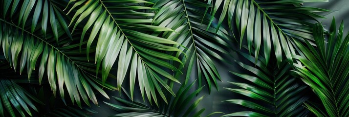 Aerial View of Tropical Palm Leaves from Above with Clean Lines and Natural Texture