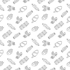 food pattern. fast food seamless pattern. doodle food and beverage seamless pattern. food background