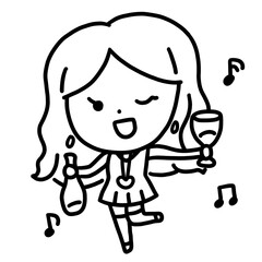 Woman Singing with Wine Glass