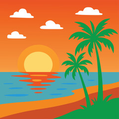 tropical beach with palm trees