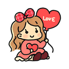 Girl Holding Big Love Heart Sign