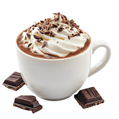 Cup of hot chocolate topped with whipped cream